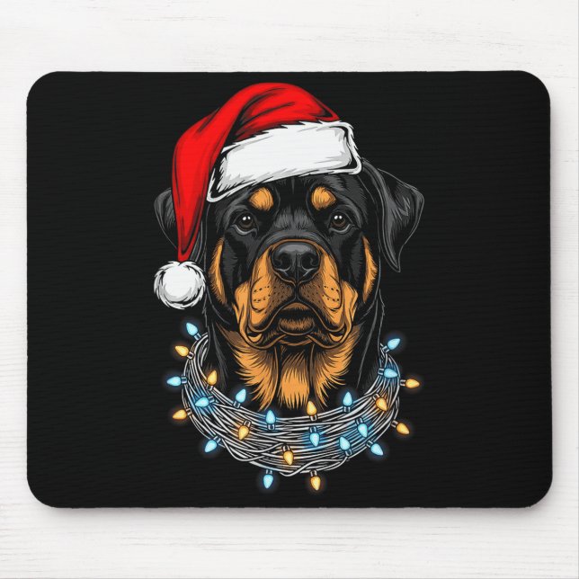 Rottweiler Christmas Lights Santa Xmas Dog Lover  Mouse Pad (Front)