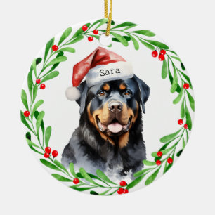 Rottweiler Christmas Personalised Monogram Name Ceramic Ornament