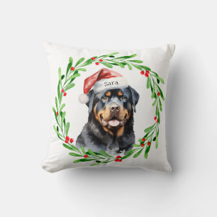 Rottweiler Christmas Personalised Monogram Name Cushion