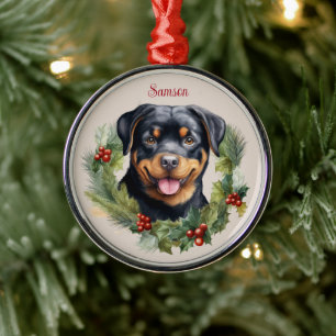 Rottweiler Christmas Pet Memorial Dog Breed Metal Ornament
