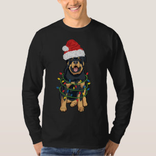 Rottweiler Christmas Rottweiler In Santa Hat And L T-Shirt