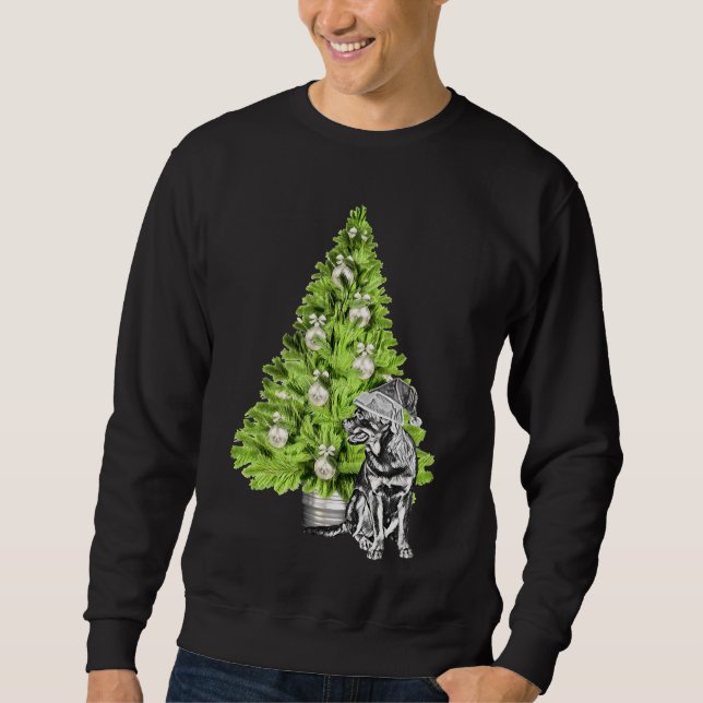 Rottweiler Christmas Scene With Christmas Tree And Sweatshirt (Front)