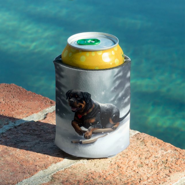 Rottweiler Christmas snow winter Throw Pillow Can Cooler (In Situ Pool)