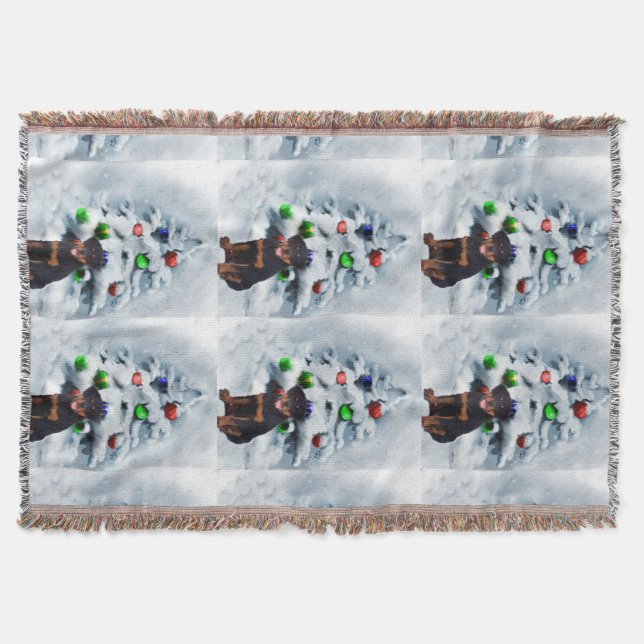 Rottweiler Christmas Throw Blanket (Front)