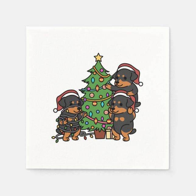 Rottweiler Christmas Tree Napkin (Front)