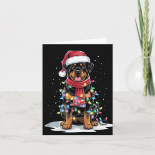 Rottweiler Christmas Tree Santa Hat Lights Xmas Do Card