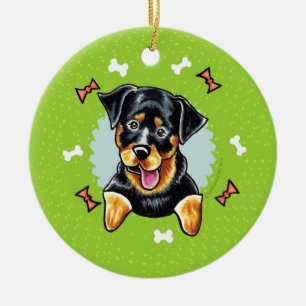 Rottweiler Christmas Wreath Ceramic Tree Decoration