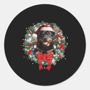 Rottweiler Christmas Wreath Decoration Xmas Pajama Classic Round Sticker