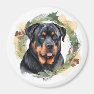 Rottweiler Christmas Wreath Festive Pup Magnet