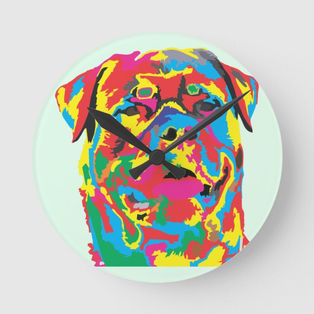 rottweiler colour round clock (Front)