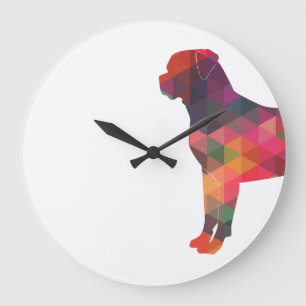 Rottweiler Colourful Geometric Pattern Silhouette Large Clock