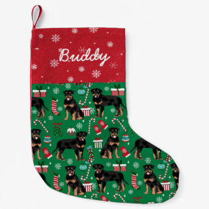 Rottweiler custom dog name small christmas stocking