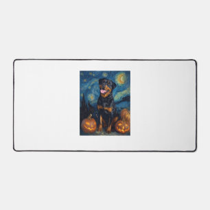 Rottweiler Cute Dog Halloween Jack O Lantern Pumpk Desk Mat