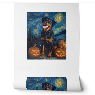 Rottweiler Cute Dog Halloween Jack O Lantern Pumpk Wallpaper