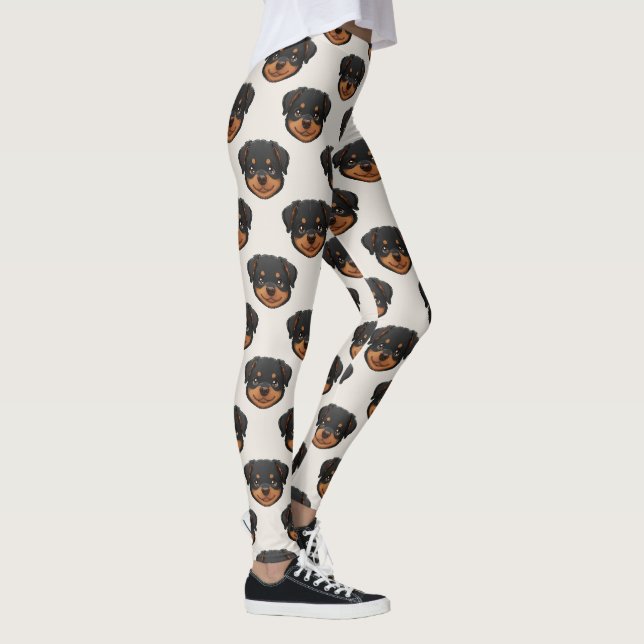 Rottweiler Cute Dog Lover Pattern Leggings (Right)