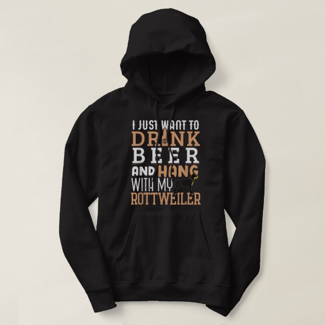 Rottweiler Dad  Funny Father's Day Rottie Dog Beer Hoodie (Design Front)