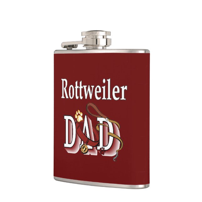 Rottweiler Dad Gifts Hip Flask (Left)