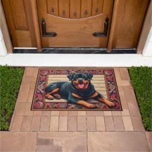 Rottweiler Dog 3D Stylish Colourful Border Doormat
