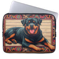 Rottweiler Dog 3D Stylish Colourful Border