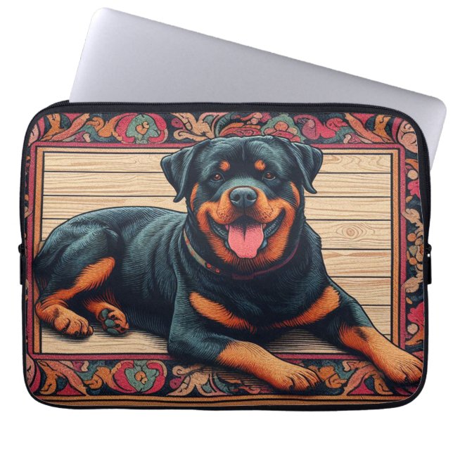 Rottweiler Dog 3D Stylish Colourful Border Laptop Sleeve (Front)