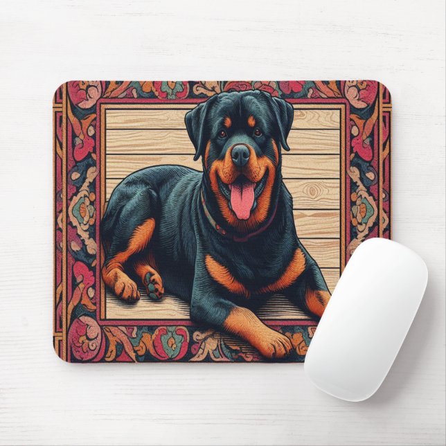 Rottweiler Dog 3D Stylish Colourful Border Mouse Pad (With Mouse)