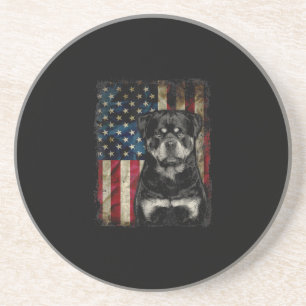 rottweiler dog 4th of july american flag patriotic coaster