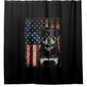 rottweiler dog 4th of july american flag patriotic shower curtain