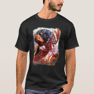 Rottweiler Dog American Flag 4th July Independence T-Shirt