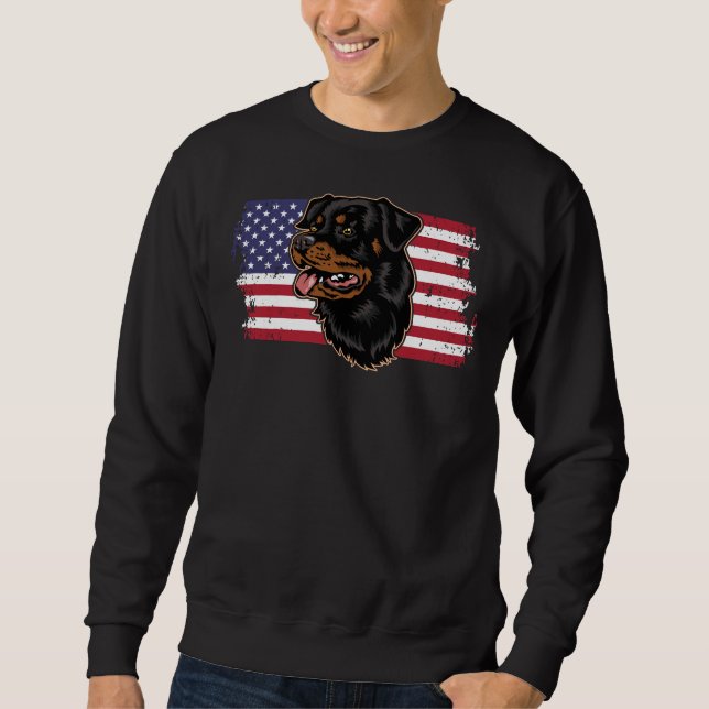 Rottweiler Dog American Flag Bulldog Sweatshirt (Front)