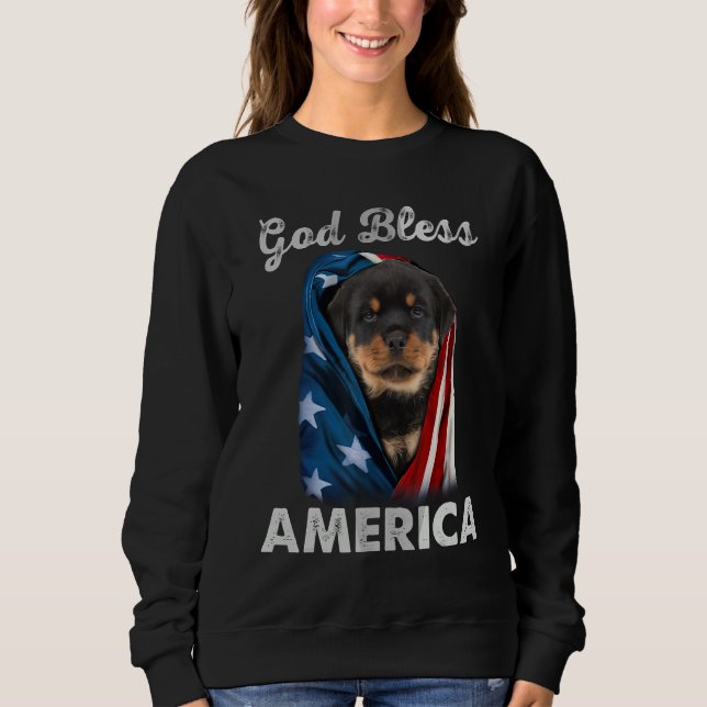 Rottweiler Dog American USA Flag 4th of July Dog   Sweatshirt (Front)