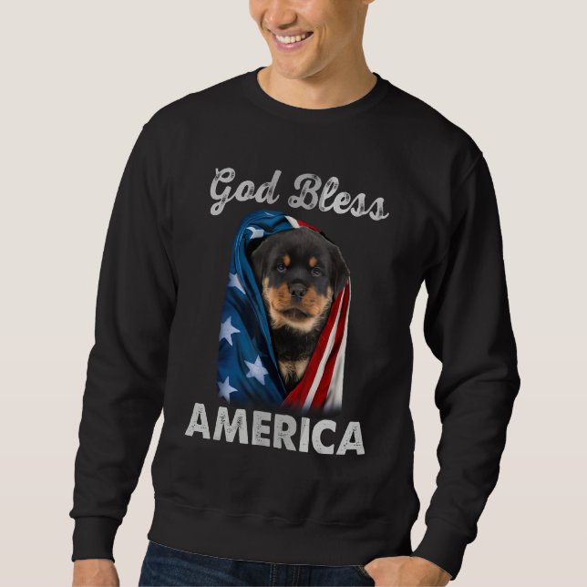 Rottweiler Dog American USA Flag 4th of July Dog   Sweatshirt (Front)