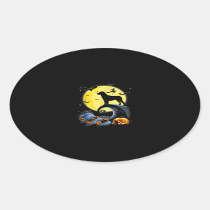 rottweiler dog and moon funny halloween costume oval sticker