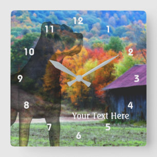 Rottweiler Dog And Old Tobacco Barn Square Wall Clock