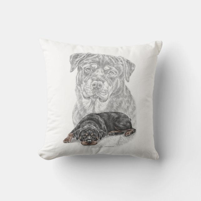 Rottweiler Dog Art Cushion (Front)