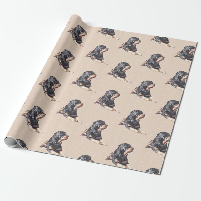 Rottweiler Dog Art Gift Wrap (Unrolled)