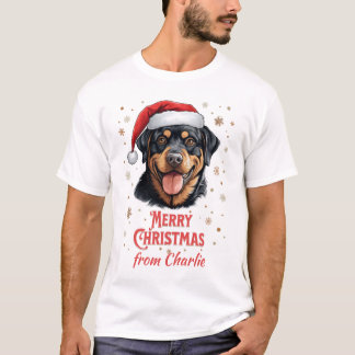 Rottweiler Dog as Santa Merry Christmas T-Shirt