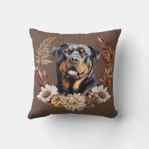 Rottweiler Dog Autumn Wreath Cushion