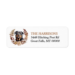 Rottweiler Dog Autumn Wreath Return Address Label