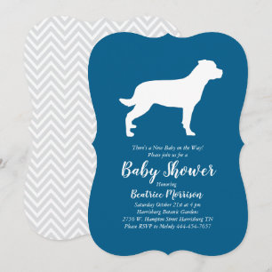 Rottweiler Dog Baby Shower Blue Boy Rottie Invitation