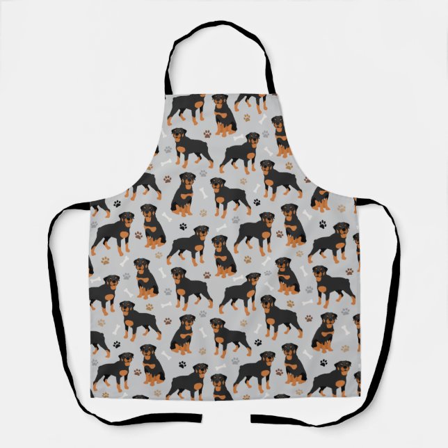 Rottweiler Dog Bones and Paws Apron (Front)