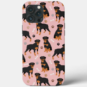 Rottweiler Dog Bones and Paws iPhone 13 Pro Max Case