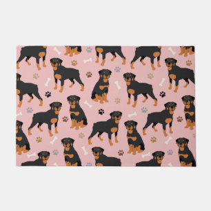 Rottweiler Dog Bones and Paws Doormat