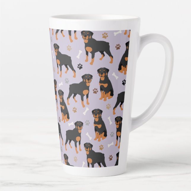 Rottweiler Dog Bones and Paws Latte Mug (Right)
