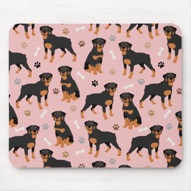 Rottweiler Dog Bones and Paws Mouse Pad (Front)