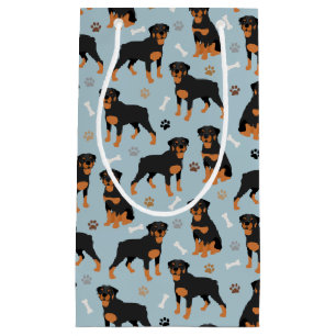 Rottweiler Dog Bones and Paws Small Gift Bag