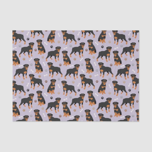 Rottweiler Dog Bones and Paws Tissue Paper (Front)