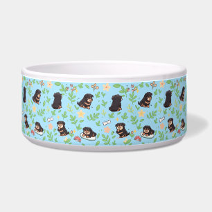 Rottweiler Dog Bowl Pastel Spring Floral Pet Desig
