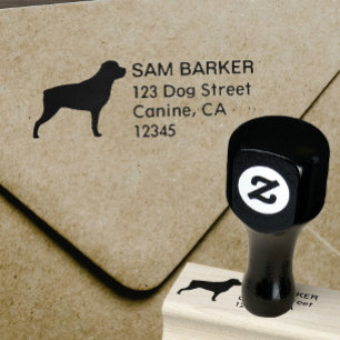 Rottweiler Dog Breed Silhouette Return Address Rubber Stamp