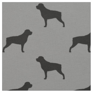 Rottweiler Dog Breed Silhouettes Grey and Black Fabric