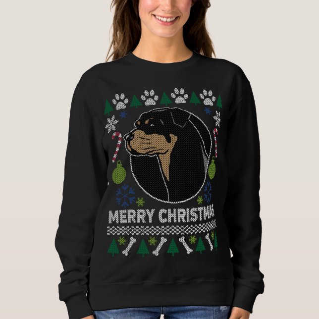 Rottweiler Dog Breed Ugly Christmas Sweater (Front)